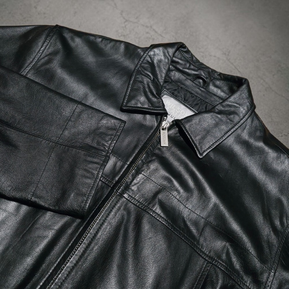 Vintage Wilsons M. Julian Black Leather Biker Jacket Quilted Lined Coat Mens XL